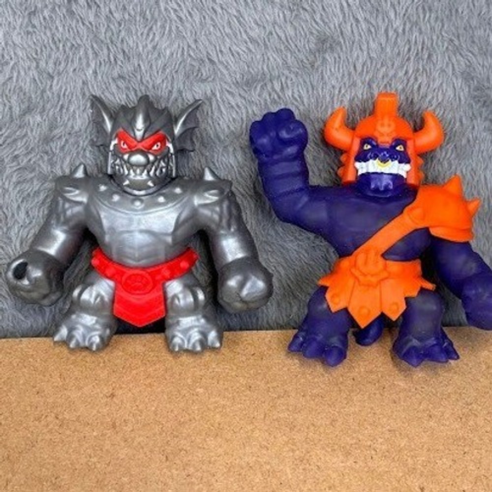 Moose Toys Heroes of Goo Jit Zu Silver Gargoyle‎ & Purple Gladiator Figures Lot
